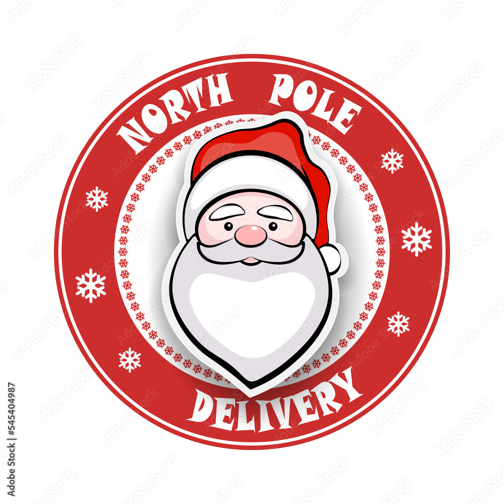 Print with Santa Claus in red hat, with snowflakes Print with Santa Claus in red hat, with snowflakes