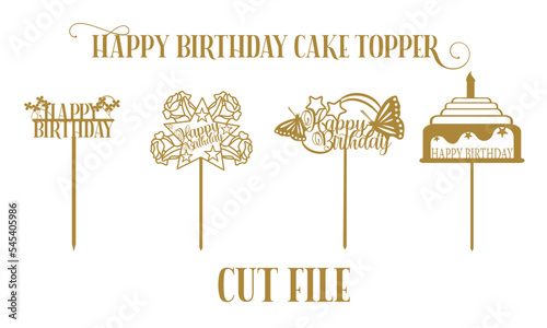 Happy birthday cake topper svg cut file