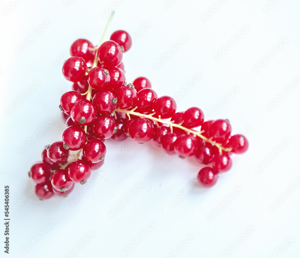 Group of red and wet currants on a white background Group of red and wet currants on a white background