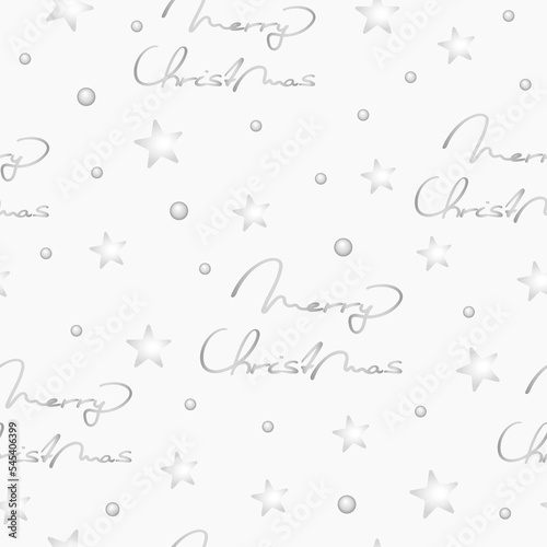 Christmas seamless pattern. It's snowing. Snow and stars. Snowy sky. Inscription Merry Christmas. Prints, packaging template, graphic design, wrapping paper, textiles, bedding and wallpaper.