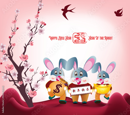 Happy new year 2023, Chinese new year, Year of the Rabbit