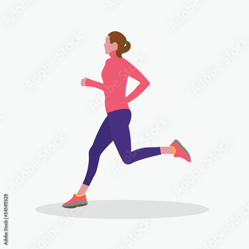 Fototapeta Naklejka Na Ścianę i Meble -  woman running jogging workout flat people illustration