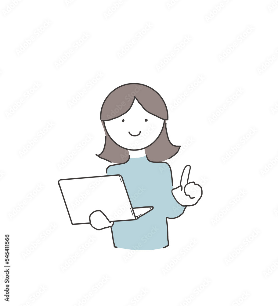 ノートパソコンを持つ女性のイラスト ノートパソコンを持つ女性のイラスト