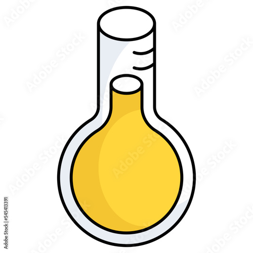 Chemical flask with test tube icon in flat design, chemical experiment concept vector