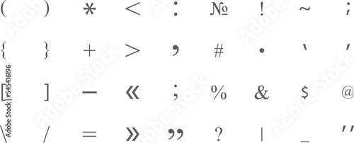 Keyboard flat symbols set. Icons, keyboard font, punctuation marks, punctuation. Vector punctuation photo