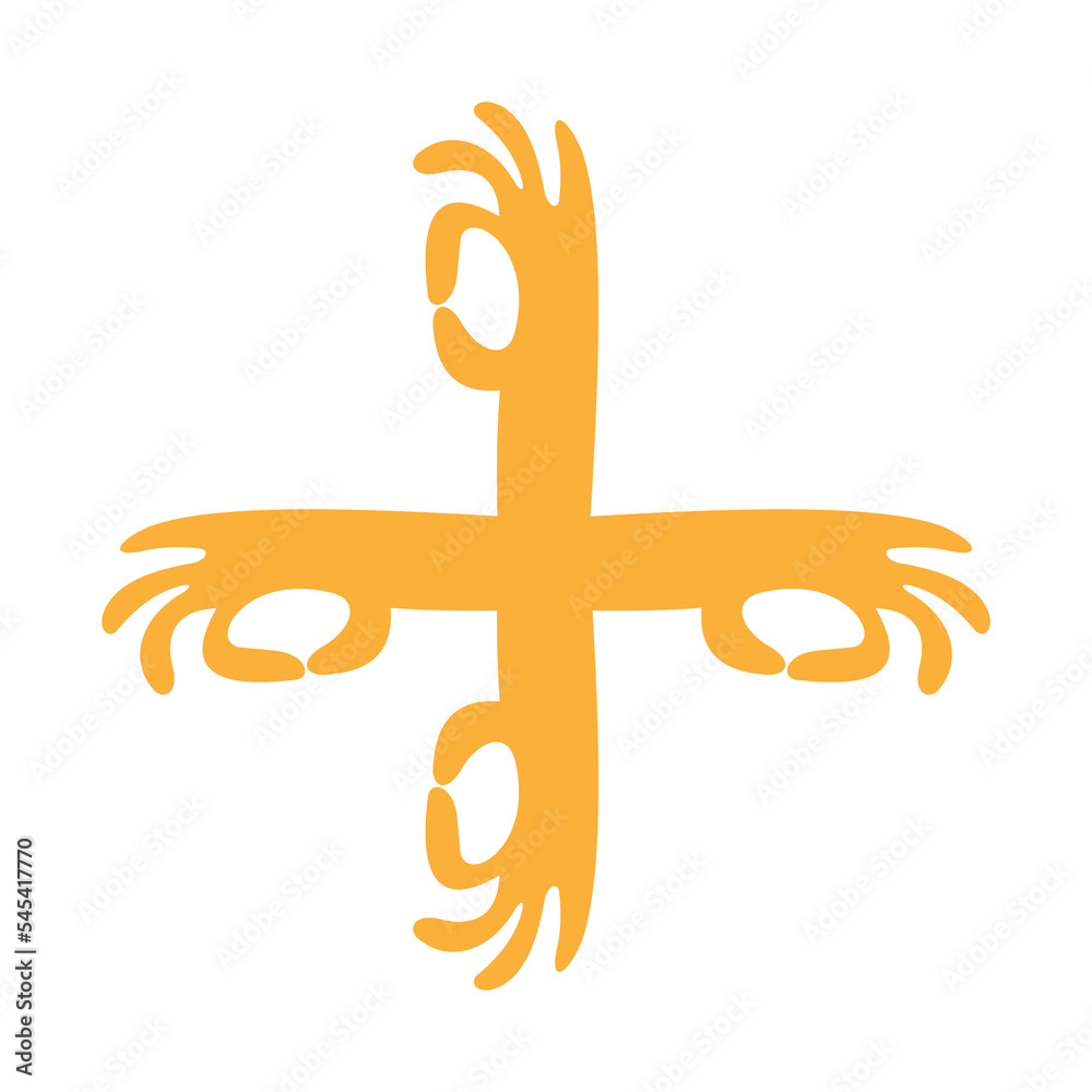 Four Ok Hand Sign Cartoon Card Combined Logos. hand drawn. Four Ok Hand Sign Cartoon Card Combined Logos. hand drawn.
