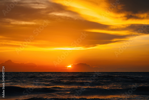 Beautiful view of the sea during golden sunset.