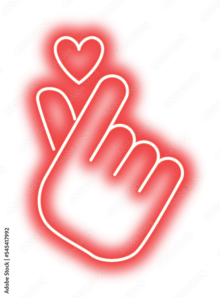 Red Neon Hand Love Sign Illustration Red Neon Hand Love Sign Illustration