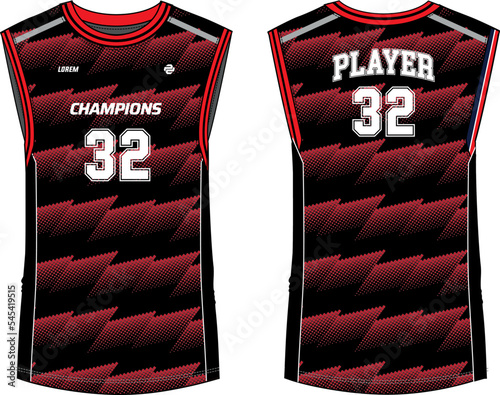 Sleeveless Tank Top Basketball jersey vest design t-shirt template, sports jersey concept with front and back view for Men and women. Basketball, Volleyball jersey, tennis and badminton