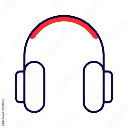 Headphones semi flat icon. Earphones illustration, editable stroke