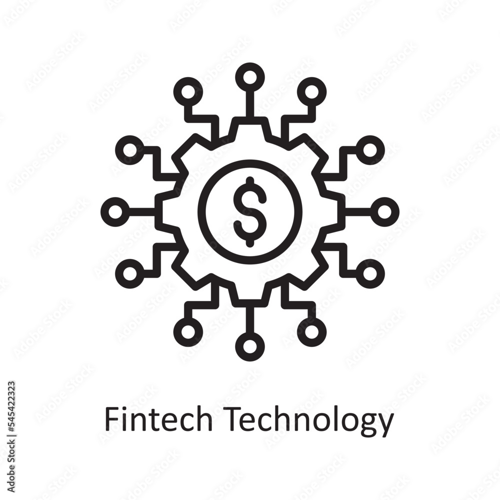 Fintech Technology Vector Outline Icon Design illustration. Business and Finance Symbol on White background EPS 10 File Fintech Technology Vector Outline Icon Design illustration. Business and Finance Symbol on White background EPS 10 File