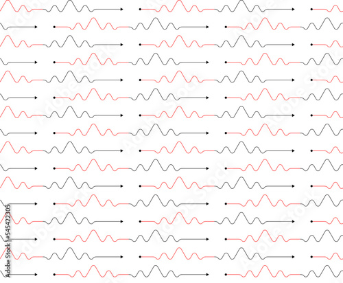 Seamless pattern of waves vector lines with pulse effect, conscept - music, science, medical heartbeat measures, etc.