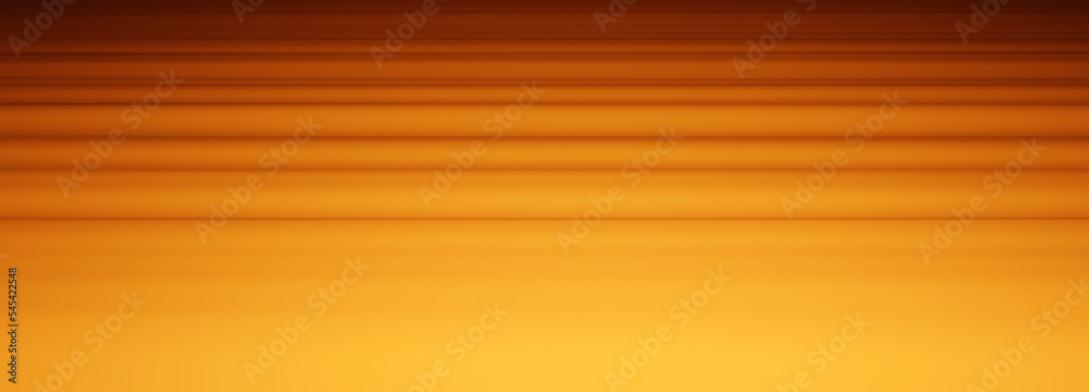 Abstract golden orange water like floating curvy 3D waveform, fluid motion background, ocean ripples or waves wallpaper, horizontal gradient lines rendering illustration
