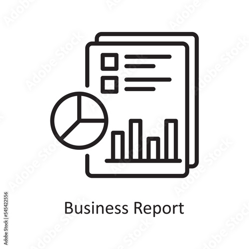 Business Report Vector Outline Icon Design illustration. Business and Finance Symbol on White background EPS 10 File