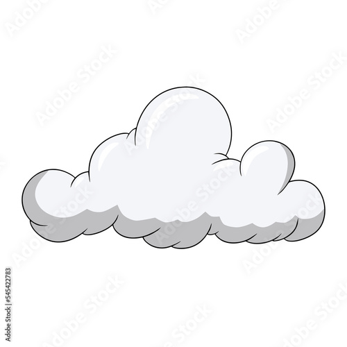 Beautiful light cumulus cloud in cartoon style, large clouds in the sky, vector