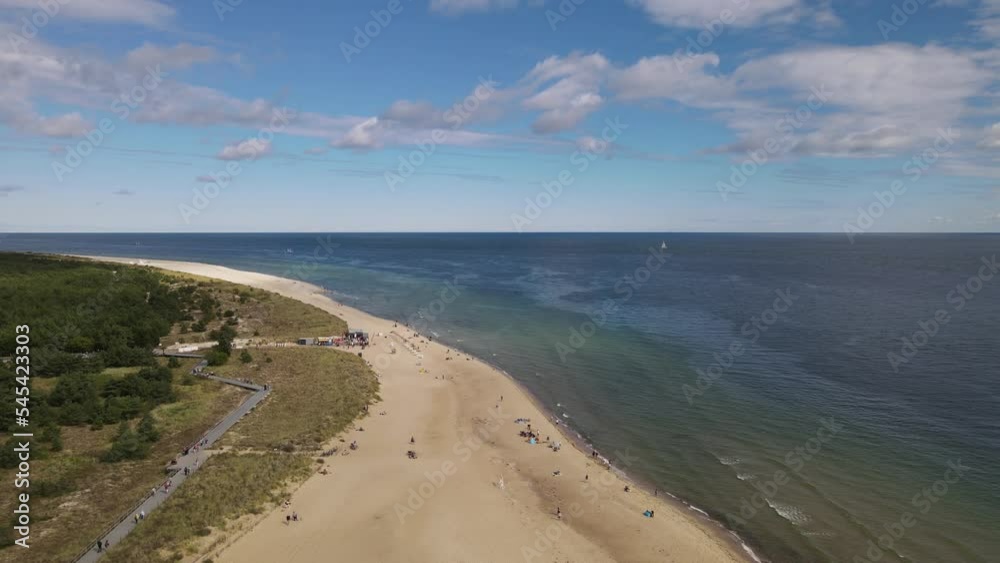 View from the drone the Hel Peninsula to the Baltic Sea on a sunny,autumn day. View from the drone the Hel Peninsula to the Baltic Sea on a sunny,autumn day.