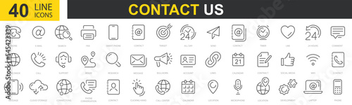 Wallpaper Mural Set of 40 Contact Us web icons. Web and mobile icon. Chat, support, message, phone, web. Outline icons collection. Vector illustration Torontodigital.ca
