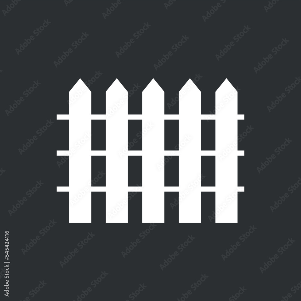 White fence vector illustration isolated on gray background, vectorized flat icon.