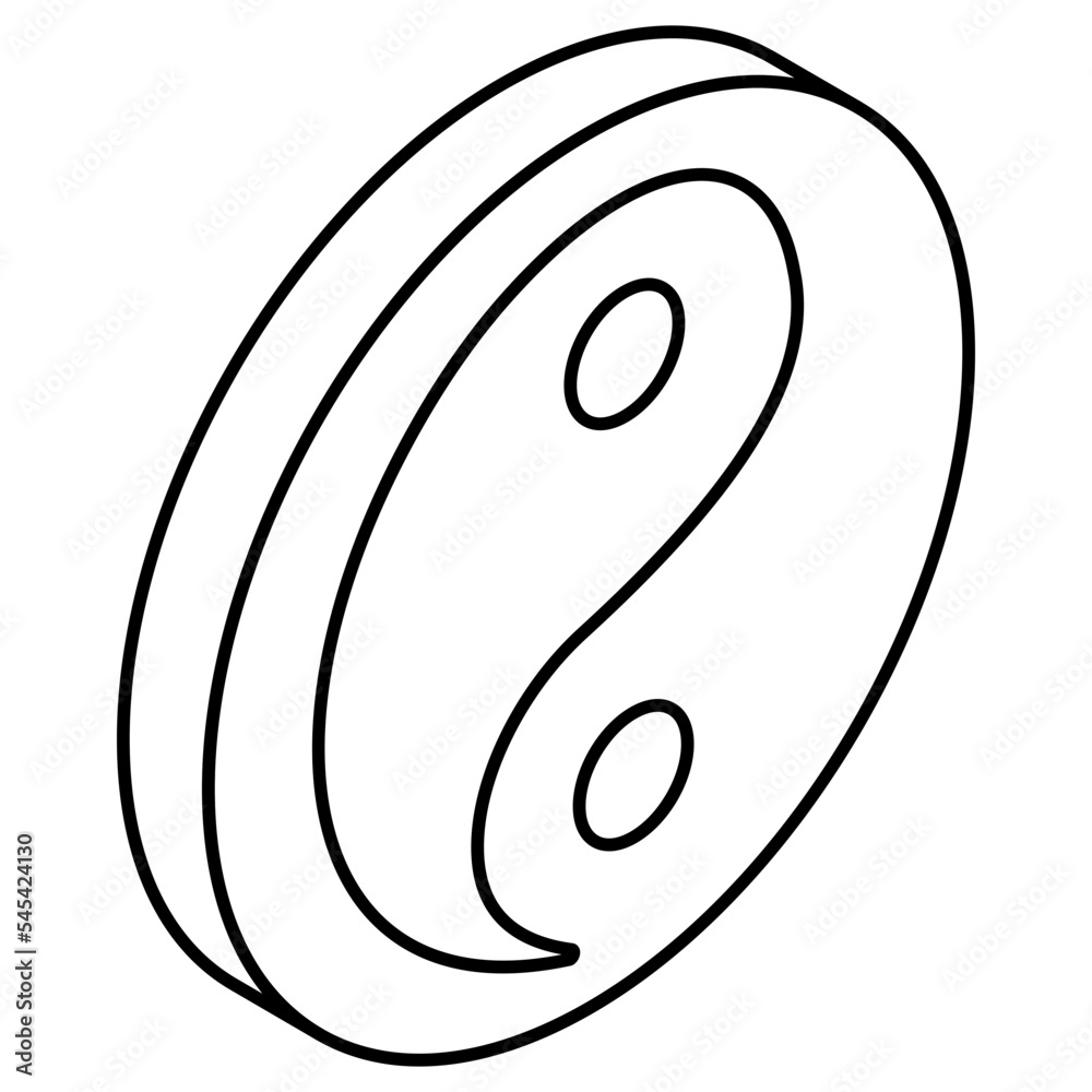 Conceptual linear design icon of yin yang Conceptual linear design icon of yin yang