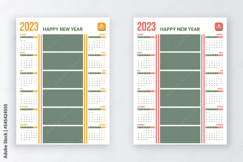 Modern calendar 2023 design template. Wall calendar 2023 year design. Modern calendar 2023 design template. Wall calendar 2023 year design.