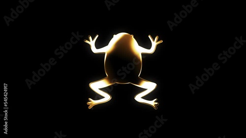 Gold Frog on Black Background