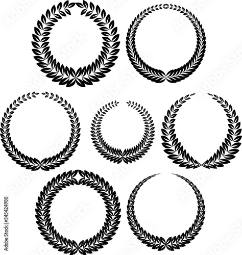 premium round wreaths of garlands with leaves, vector