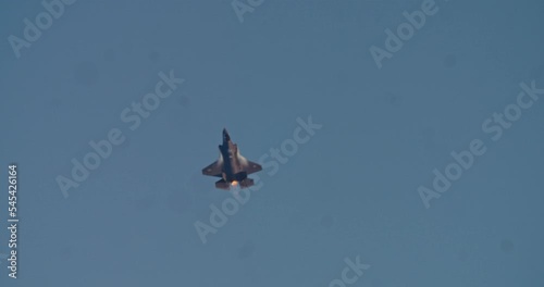 F35 Stealth fighter performing high speed combat maneuvers