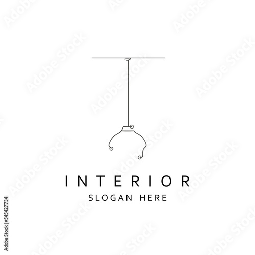 Lamp pendant furniture. Minimalist line art logo emblem. Template design for branding
