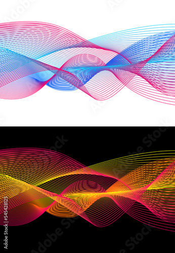 Wave of the many colored lines. Abstract wavy stripes on a white background isolated. created using the Blend Tool.