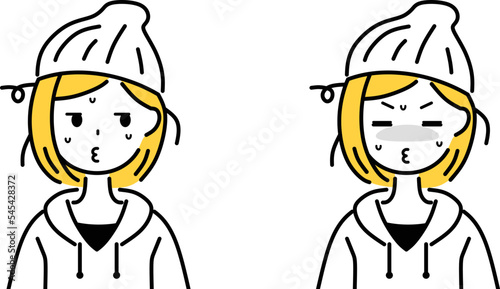 とぼける若い女性