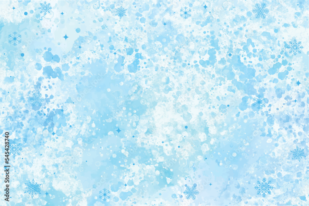 Bright colorful background with white snowflakes.