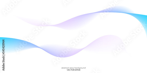 Abstract 3D vector smooth curve wave colorful pastel blue purple gradient isolated on white background with space for text banner in concept modern, music, science, technology.