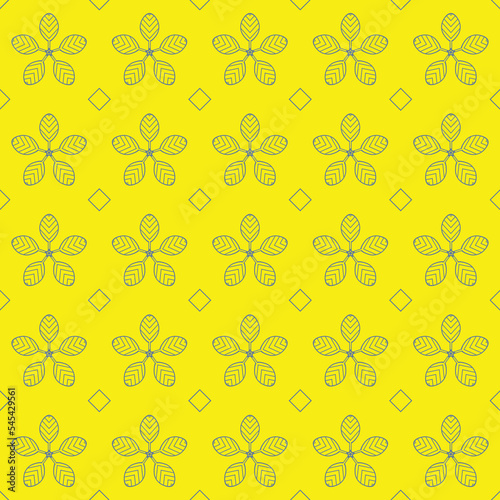 repeated line flowers and boxes on yellow background pattern vector design. well us as wallpaper