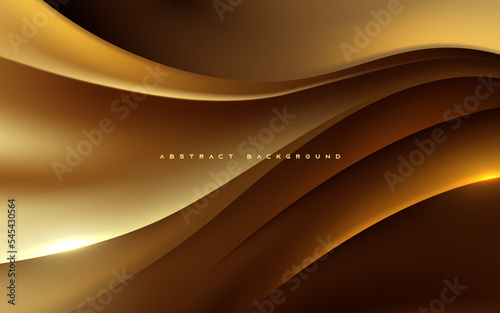 Abstract premium gold background wavy light and shadow shape
