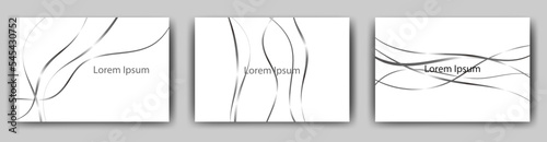 流れる線のベクターデザインテンプレート/DM/ポストカード/名刺デザインの　はがきテンプレートセット