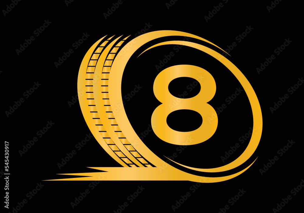 Letter 8 monogram alphabet With a Sport Car Automotive Car Repair Logo