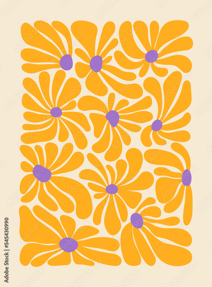 Hippie fun background. 1960s nostalgic groovy vector illustration