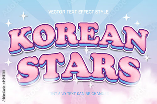korean stars font typography 3d editable text effect style lettering template background