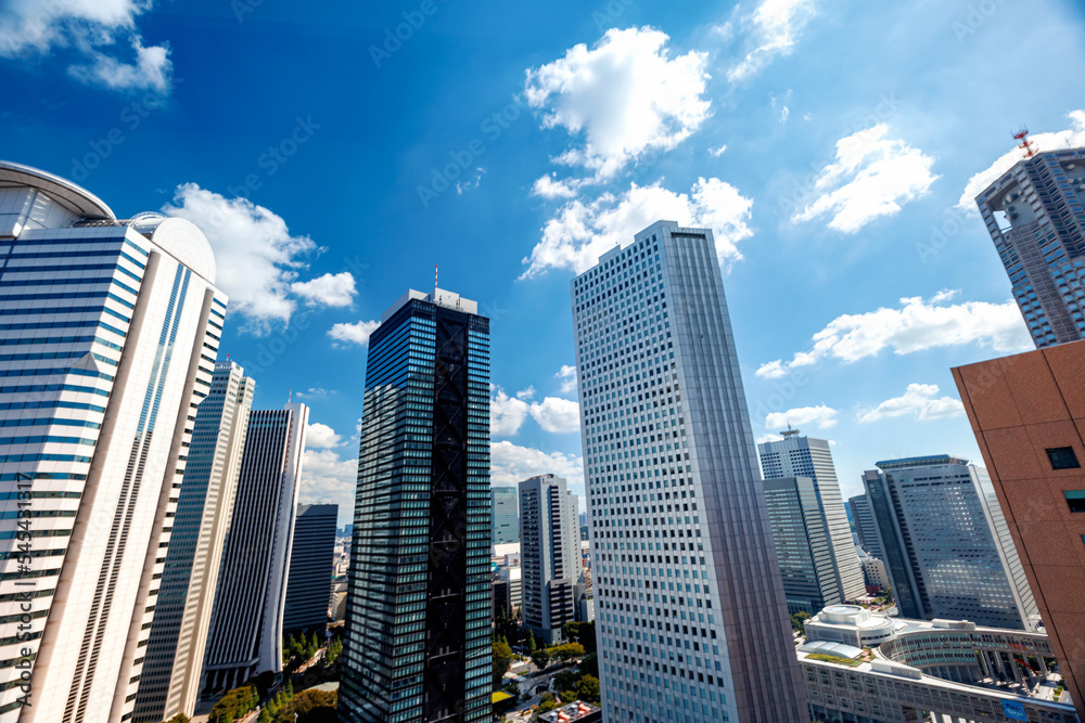 Obraz premium Skyscrapers towering above the cityscape of Nishi-Shinjuku, Tokyo, Japan