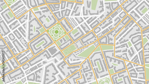 City top view. View from above the map buildings. Gps map navigation to own house. Detailed view of city. Decorative graphic tourist map. Abstract transportation background. Vector, illustration.