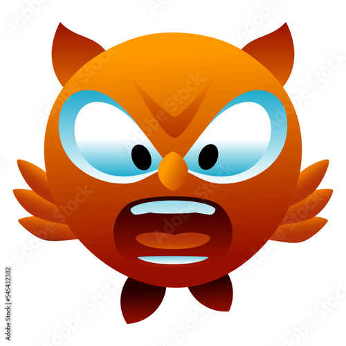 Angry bird cartoon owl avatar character. Ai generated owl