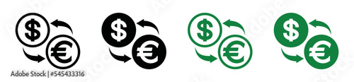 Currency exchange rate dollar to euro icon vector. Financial process business icon for apps or websites, symbol illustration. Money icon.
