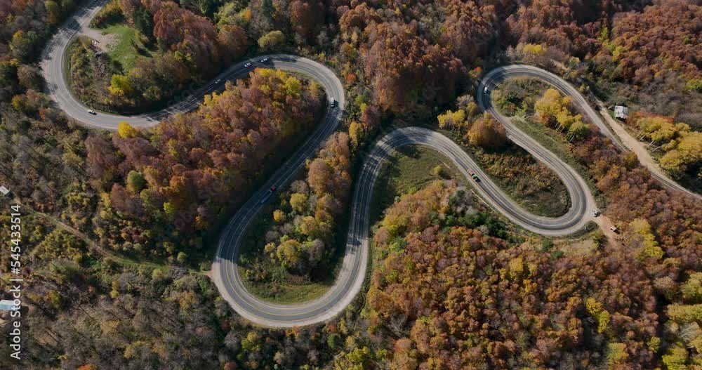 aerial view of inegol domanic road with beautiful autumn colors of nature aerial view of inegol domanic road with beautiful autumn colors of nature