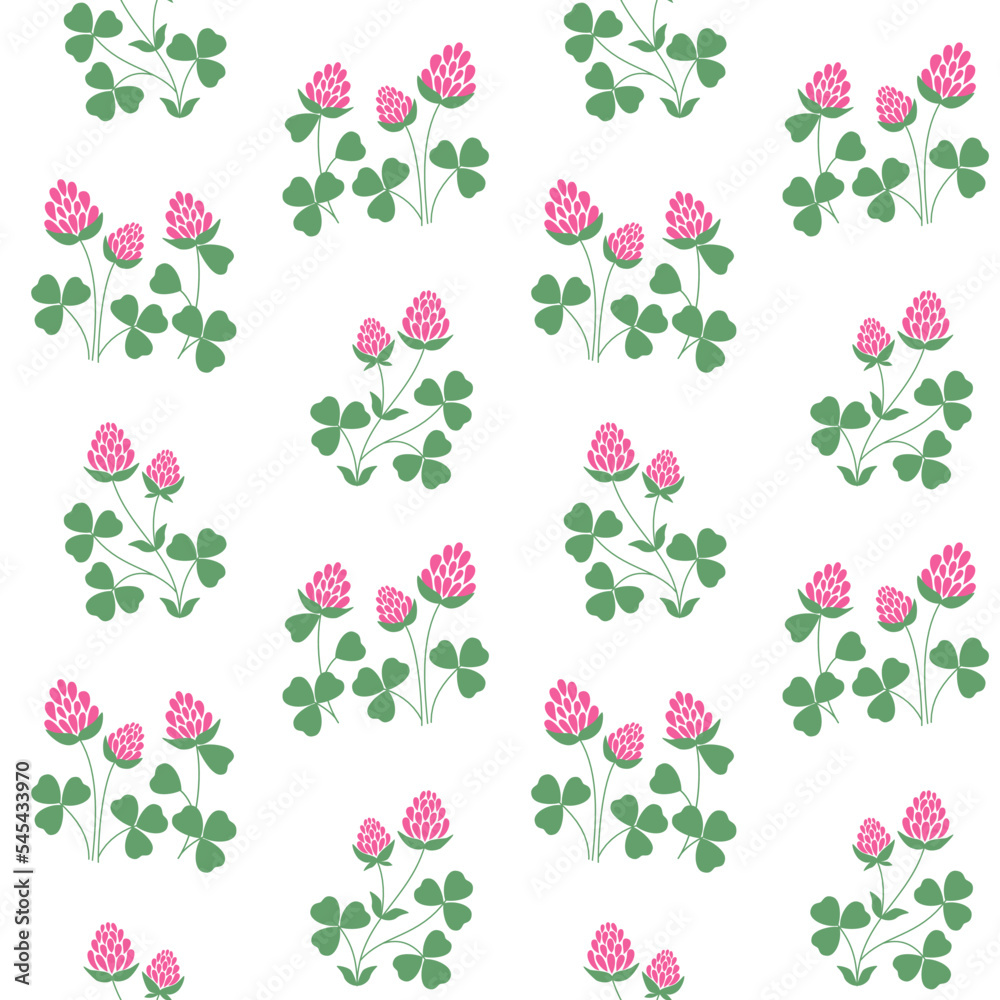 Wild meadow seamless pattern. Spring botanical print. Vector drawing. Simple nature floral background.