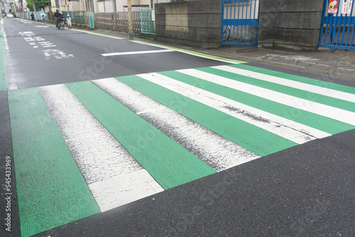Print op canvas 横断歩道　緑塗り　カラー舗装
