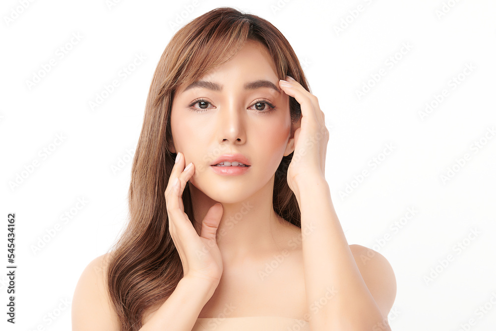 Beautiful young asian woman with clean fresh skin on white background, Face care, Facial treatment, Cosmetology, beauty and spa, Asian women portrait. Beautiful young asian woman with clean fresh skin on white background, Face care, Facial treatment, Cosmetology, beauty and spa, Asian women portrait.