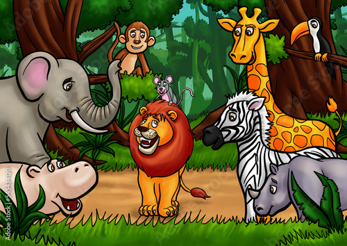Fototapeta Naklejka Na Ścianę i Meble -  King of the Jungle with animals