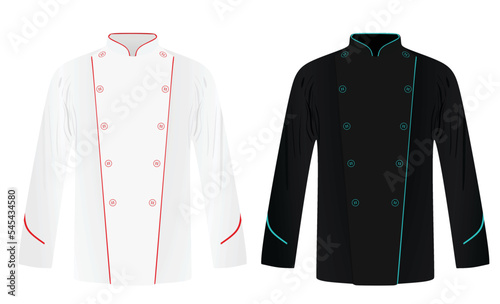 Black and white chef shirt. cook uniform. vector illustration