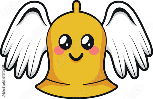 3D rendering of a cute ghost with white wings