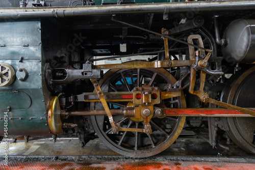 Steam locomotive train at the locomotive repair workshop